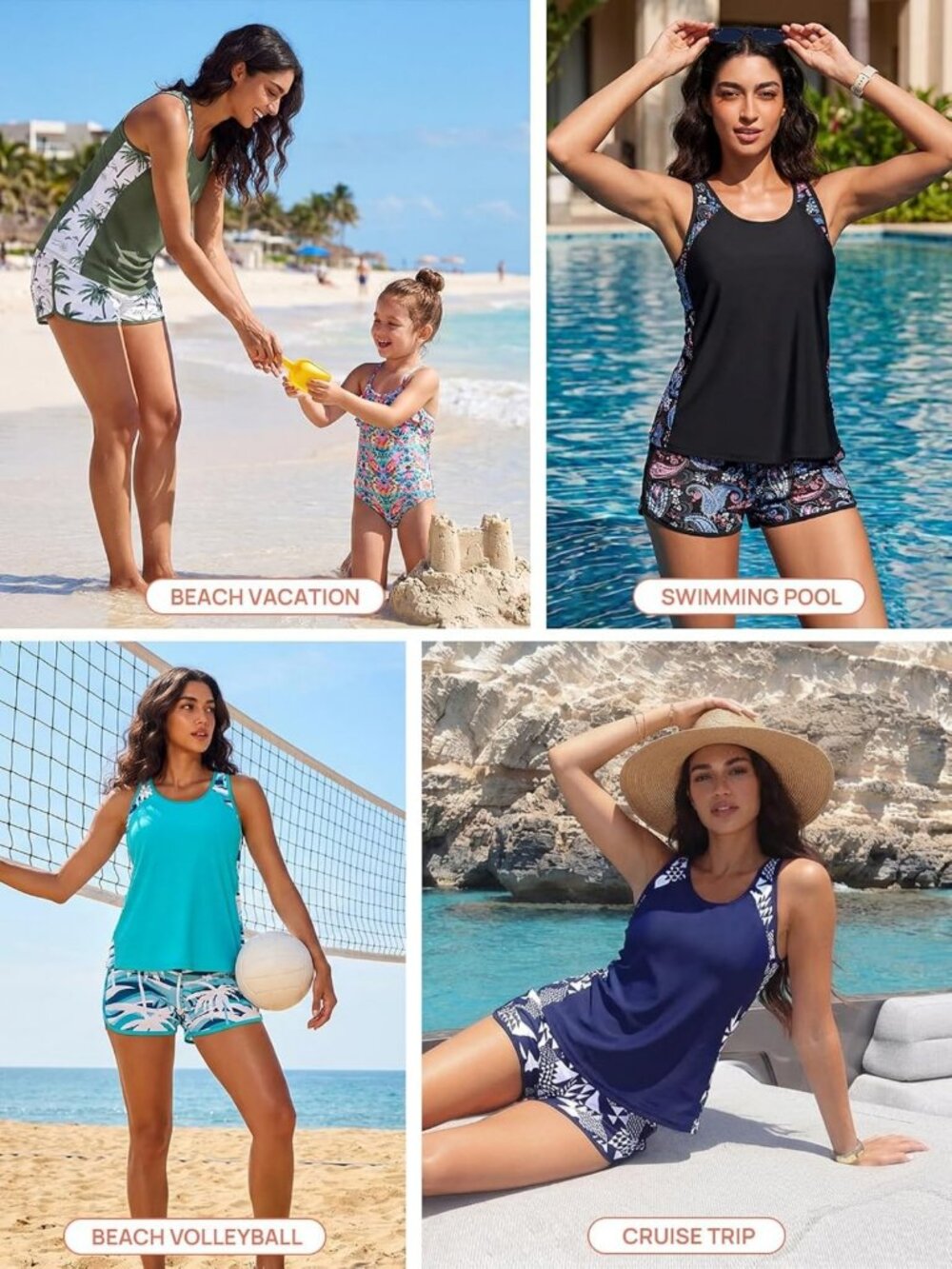 Tummy Control Blouson Tankini Swimsuit for Women - Stylish Summer Swimwear - Picture 4 of 7
